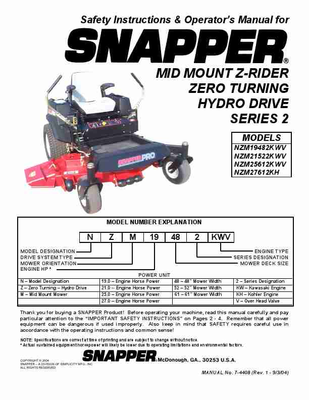 Snapper Lawn Mower NZM21522KWV, NZM19482KWV, NZM25612KWV, NZM27612KH-page_pdf